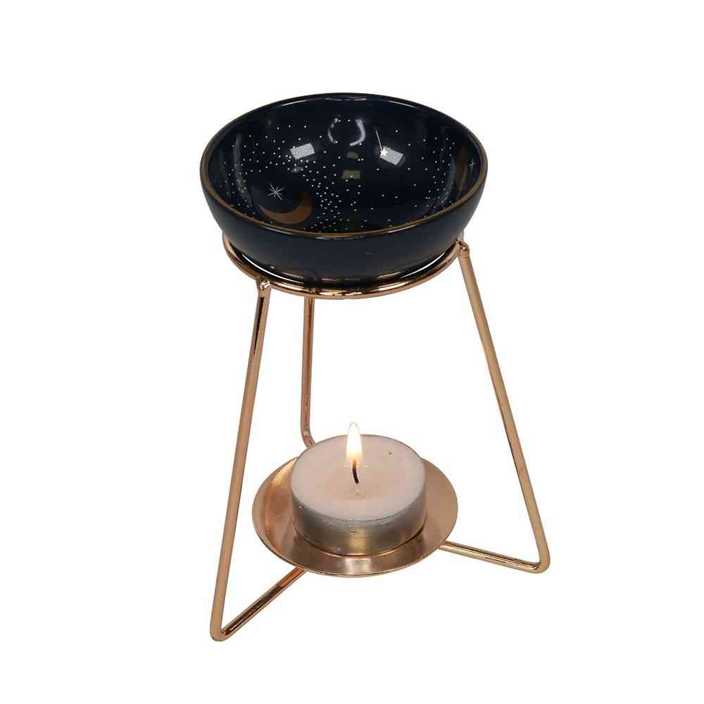 Something Different - Purple Star Sign with metal base Oil burner - Blue/Gold coloured